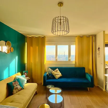 Vue panoramique sur Paris : Sublime appartement au centre de Courbevoie Extérieur photo